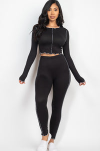 Lettuce Edge Crop Top & Leggings Set